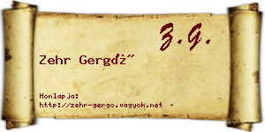 Zehr Gergő névjegykártya